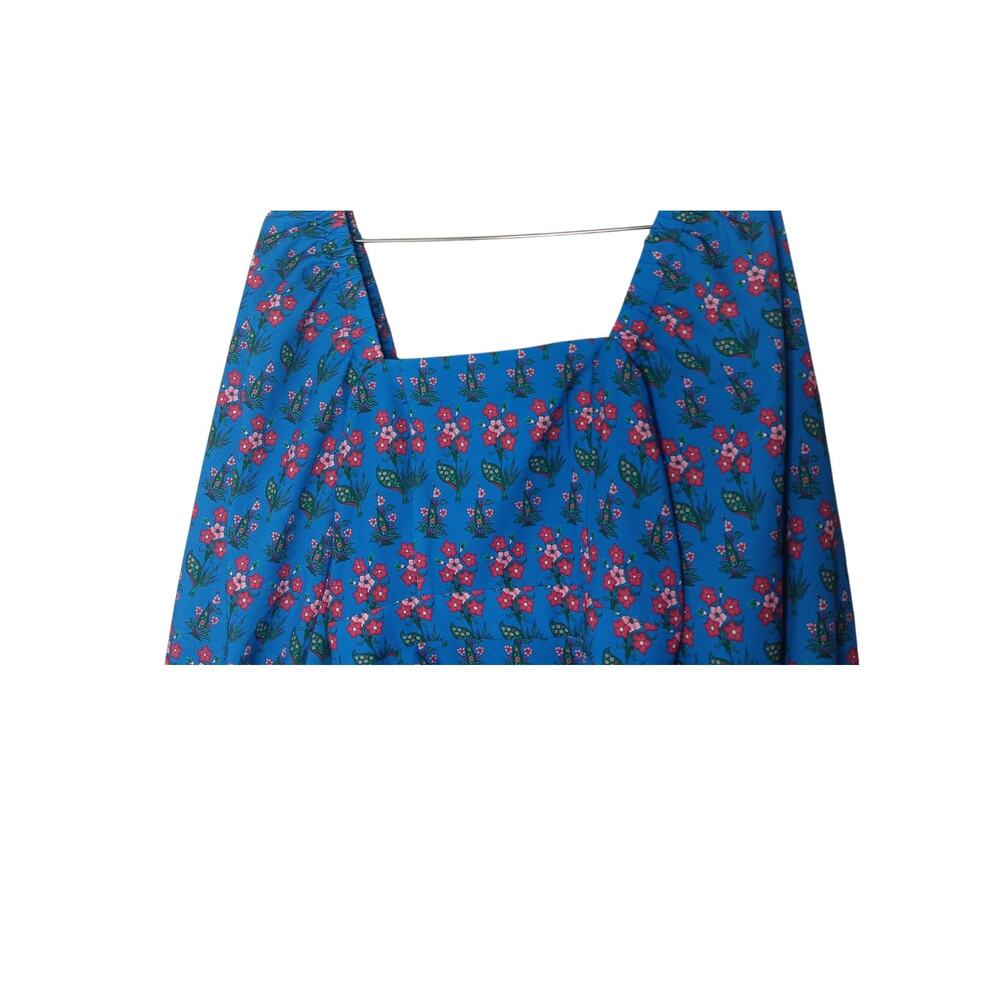 New with Tags RHODE Mina Draped Floral Mini Dress XS Blue Puff Sleeve Ruched - Picture 6 of 16